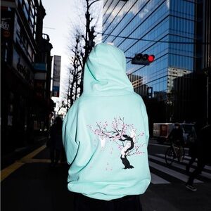Ripndip Cherry Blossom Hoodie Medium Oversized Green Sweatshirt Pocket Long